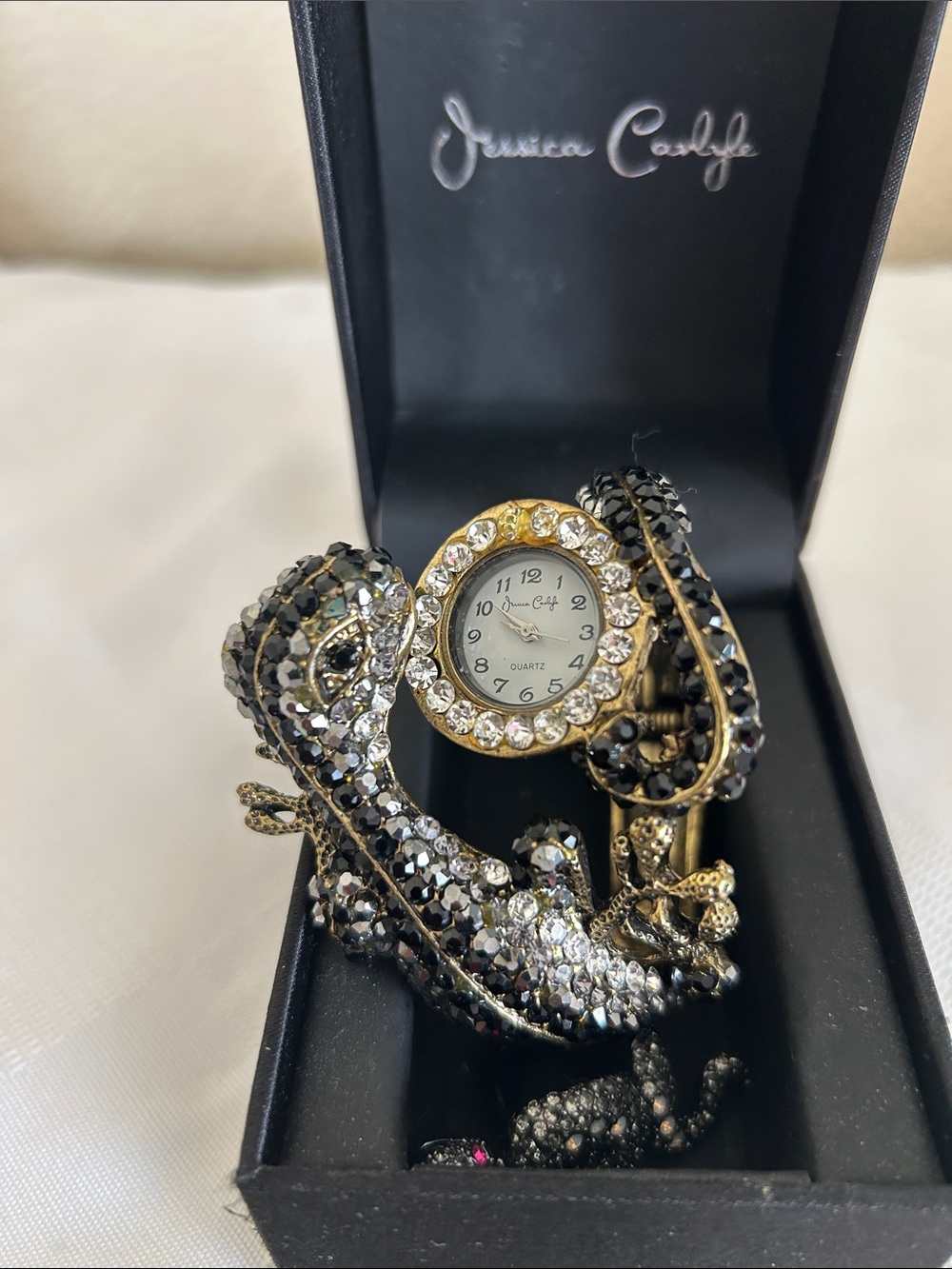 Black & Gold Lizard Bracelet Watch